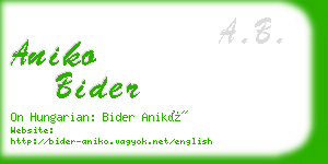 aniko bider business card